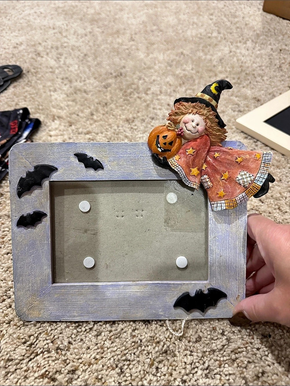 Halloween Witch 4x6 Picture Frame Gray & Black